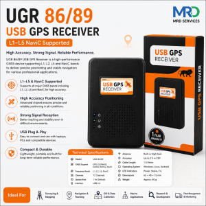 UGR 86/89 USB GPS Receiver with L1–L5 NavIC Support | High Accuracy Multi-Band GNSS Device | Plug & Play