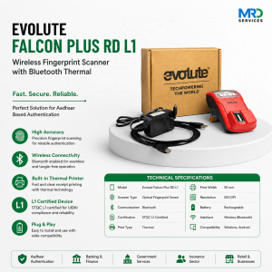 Evolute Falcon Plus RD L1 – Wireless Fingerprint Scanner with Bluetooth Thermal Printer